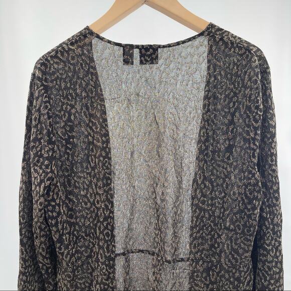 CHICO’S TRAVELERS Animal Print Cardigan Evening Wear Gold & Black Sparkle SZ XL - Picture 6 of 11